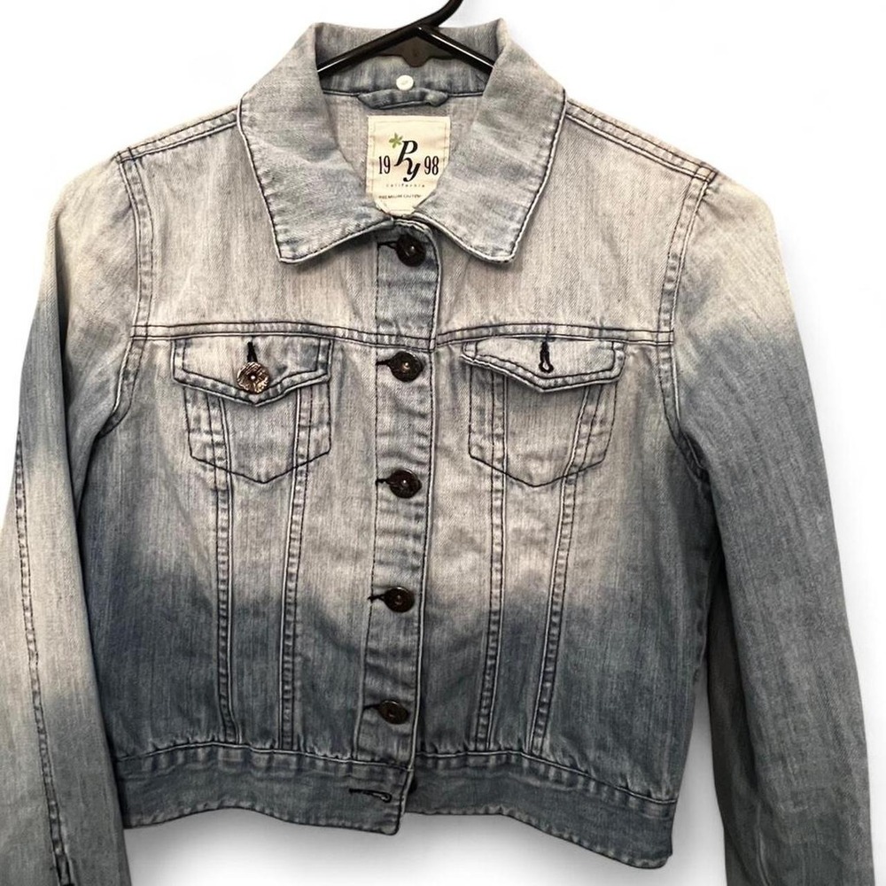 Vintage PY 1998 California Distressed Cropped Denim Jacket Women's Medium